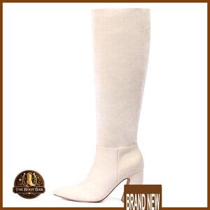 Suede Knee High Boots Chunky Heel Pointed Toe Elegant Fall Boots